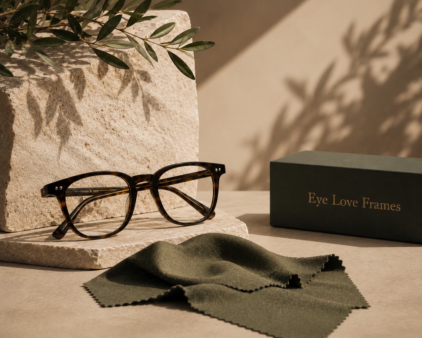Sustainable wooden eyeglass frames with natural materials